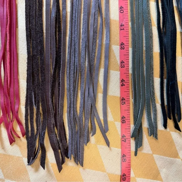 Black Leather Choker Necklace / Fringe Bracelet - Picture 6 of 6